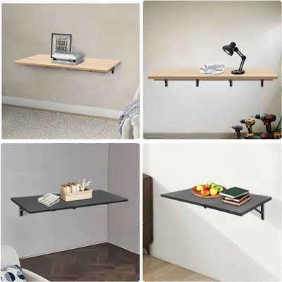 Image de Table pliante murale - Table pliante noire pour atelier et garage