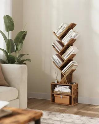 Produktbild von VASAGLE Bücherregal Baumform, Standregal, Eckregal platzsparend, Aufbewahrungsregal, Schlafzimmer, Wohnzimmer, Homeoffice, 2 Fächer