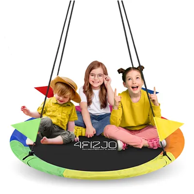 Produktbild von 4FIZJO Storchennest Schaukel XXL 120 cm, Kinderschaukel, Garten Nestschaukel, Outdoor Gartenschaukel, bis 160 kg, regenbogenfarben