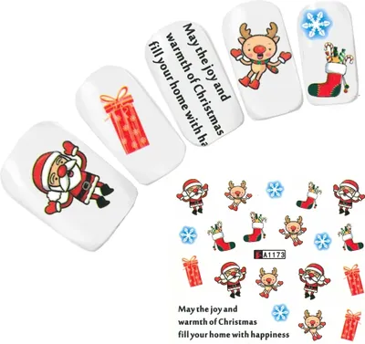 Produktbild von Tattoo Nail Art Nikolaus Santa Weihnachten Schneeflocke Aufkleber Nagel Sticker