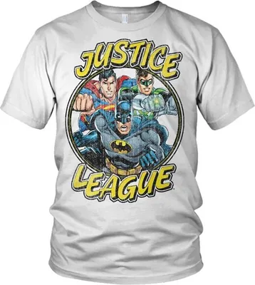 Immagine prodotto di Maglietta della squadra della Justice League - Grande - Bianco