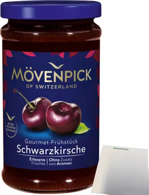 Produktbild von Mövenpick Gourmet-Frühstück Schwarzkirsche Fruchtaufstrich (250g Glas) + usy Block