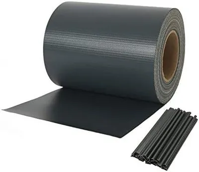 Produktbild von Naimorui PVC Sichtschutzfolie Sichtschutzstreifen Garten Sichtschutz Zaun Inkl. 20 x Befestigungsclips 450g/m² - Doppelstabmatten für Gartenzaun - (19cm*35m Anthrazit)