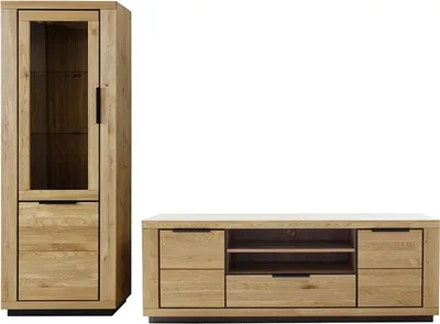 Produktbild von Wohnwand >Greno< (2-teilig) in Wildeiche - 255x200x54 (BxHxT)