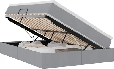 Obrázek produktu pro Postel s úložným prostorem a matrací Světle šedá 140 x 200 cm