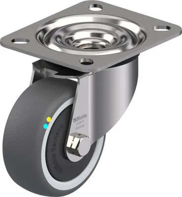 Produktbild von 80-mm-Edelstahl-Lenkrolle mit grauem, elektrisch leitfähigem Thermoplast