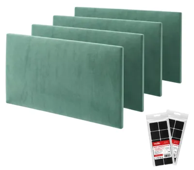 Produktbild von STEGU Polsterpaneel-Set 4× Rechteck 60x30 cm inkl. Klettband Kopfteil Velours Mintgrün