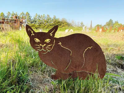 Produktbild von Gartenfigur Katze liegend 27x37cm Gartenstecker Edelrost Wetterfest Rost Metall Rostfigur Katzen Figur Tier