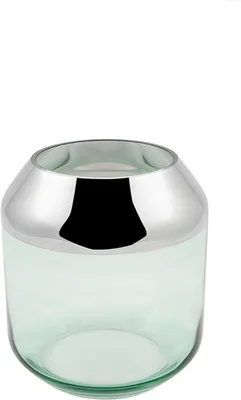 Produktbild von Fink SMILLA, Teelichthalter, Vase, Silberfolie, glatt, grün, silberfarben, H. 9 cm, D. 9 cm Höhe: 9.00 cm Durchmesser: 9.00 cm 116174