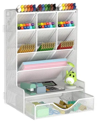 Produktbild von Schreibtisch-Organizer mit Schublade, Wand-Stifthalter, weiß