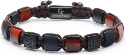 Produktbild von GT Collection | Flat-Bead Armband Herren mit Energie Steine, mit Verstellabarer Kordel und Geschenkschachtel