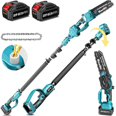 Produktbild von Hochentaster - Akku-Hochentaster - 20-cm-Schwert - 3-m-Verlängerungsstange - 2 x 4,0-Ah-Akkus - Elektrisch - Für Baumschnitt