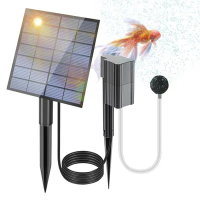 Produktbild von Solar Teichbelüfter 2,5 W/7 V Luftpumpe Oxygenator 0,6 l/min für mit 1 Blasenstein und Erdspieß Outdoor Garten Fisch Hydrokultur
