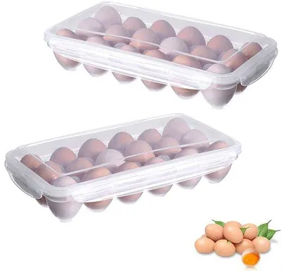 Obrázek produktu pro Sada dvou úložných boxů Unyqoos® na vejce – přenosné a stohovatelné, vyrobené z PP plastu, bezbarvé a bez zápachu, vhodné do lednice pro bezpečné a hygienické skladování vajec
