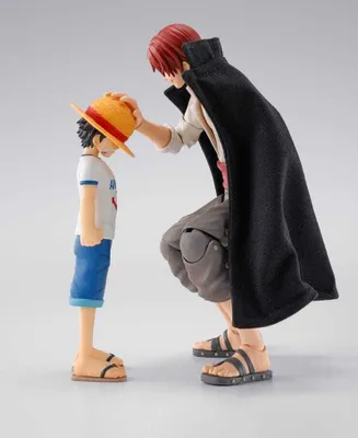 Two anime figures, one adult and one child, interacting.