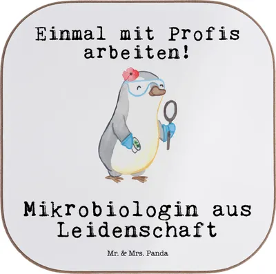 Produktbild von Mr. & Mrs. Panda Holzuntersetzer Mikrobiologin Leidenschaft - Weiß - Geschenk, Tassen Untersetzer, Labor, Forschung, Witzig, Tischschoner, gläseruntersetzer, Beruf, Glas