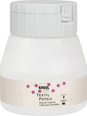 Produktbild von KREUL 90982 - Javana Textil Potch, 250 ml, transparentes Fluid auf Wasserbasis, für Serviettentechnik auf Textilien wie Kissenhüllen, Tischdecken, Rucksäcke oder Baumwolltaschen