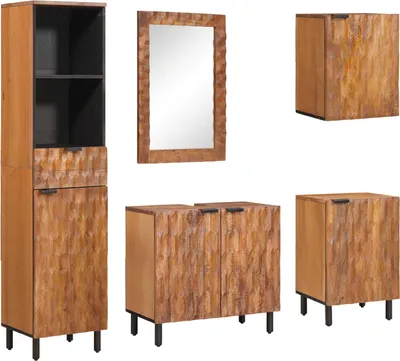 Obrázek produktu pro vidaXL Koupelnové sady 5 ks Acacia Brown Winish Masivní dřevo Mango