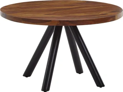 Produktbild von Couchtisch 60x60x35 cm Sheesham Massivholz / Metall Sofatisch Rund, Design Wohnzimmertisch Kaffeetisch Massiv, Kleiner Tisch Beistelltisch Wohnzimmer Modern