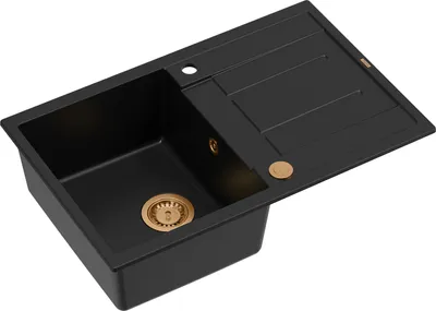 Produktbild von QUADRON Spülbecken 1-Becken Spüle | Größe: 78 x 50 x 22 cm | MORGAN 111 | Küchenspüle Granitspüle aus GraniteQ mit Siphon | Carbon & Kupfer
