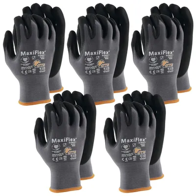 Produktbild von ATG MaxiFlex Handschuhe Ultimate Schutzhandschuhe, Montagehandschuhe Arbeitshandschuhe, atmungsaktiv, Nitril-Mikroschaum, grau/schwarz, Größe 8 - 5 Paar
