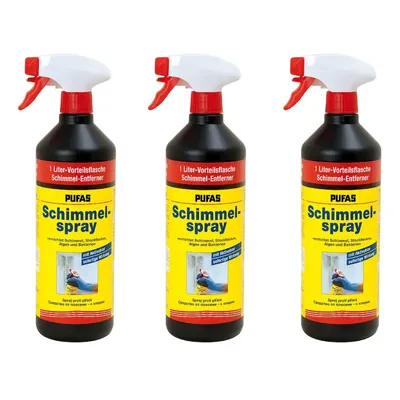 Produktbild von 3 x Pufas Schimmel-Spray 1L, Schimmelentferner mit Aktivchlor, Schimmelex