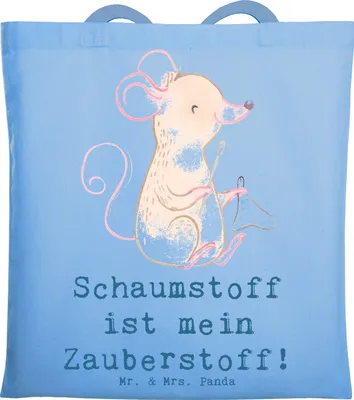 Produktbild von Mr. & Mrs. Panda Stoffbeutel Zauber der Polsterin - Sky Blue - Geschenk, Möbelrestaurierung, Beruf, Tote Bag, personalisierte Geschenke, Jutebeutel, kreative, Schultasche