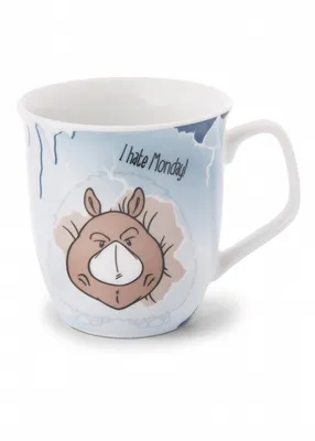 Produktbild von NICI Stone Age Friends Tasse I hate Monday, Porzellantasse, Kaffeetasse, Teetasse, Porzellan, 412 ml, 46670