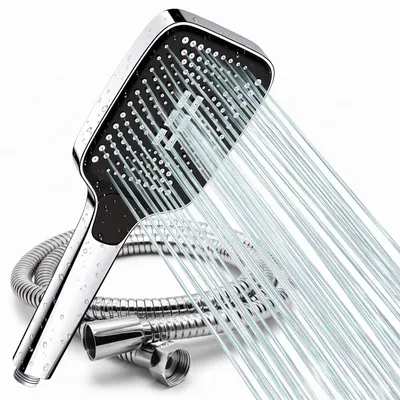 Produktbild von Duschkopf, Hochdruck Duschbrause, Handbrause mit 3 Wasserdüsen, Wassersparend, 1.5m Schlauch
