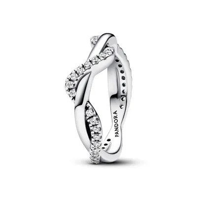 Produktbild von Pandora Ring Größe 54, Silber, ineinander verschlungene Wellen, funkelndes Design