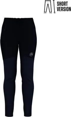 Schwarze La Sportiva Aequilibrium Speed Tights W mit elastischem Bund und Logo auf dem Oberschenkel