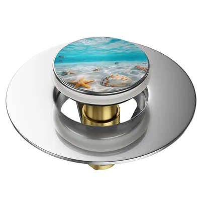 Produktbild von SANILO® Pop-Up Waschbeckenstöpsel, universal Pop Up Abflussstopfen mit Motiv - Waterworld