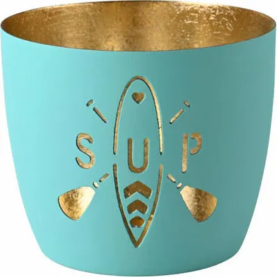 Immagine prodotto di Gift Company Windlicht Madras SUP M, Teelichthalter, Kerzenhalter, Eisen, Türkis / Gold, H 8.5 cm, 1172904024