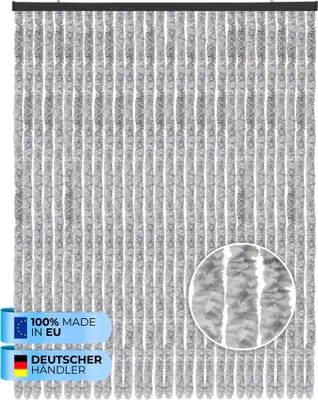 Immagine prodotto di Tenda in pile (120x220 cm) per porte "grigio chiaro screziato" come protezione dagli insetti per balconi, terrazze o camper, roulotte, padiglioni