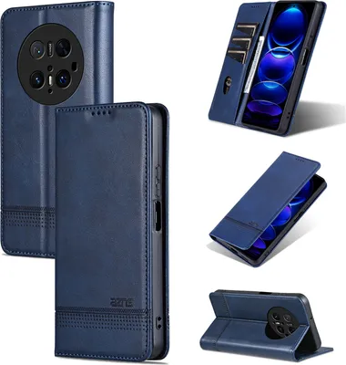 Obrázek produktu pro Kožené pouzdro pro Huawei Mate 70 Pro/Mate 70 Pro+, skládací peněženkové pouzdro s magnetickým uzávěrem a stojánkem modré