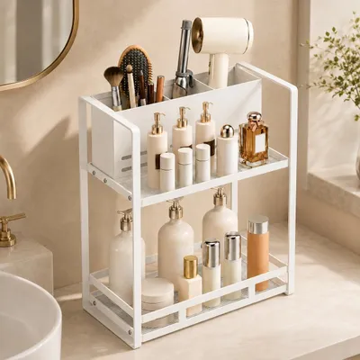 Productafbeelding van Cosmetica Organizer met Föhn Houder en 2 Niveaus