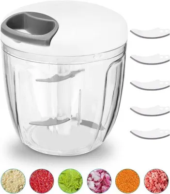 Produktbild von Handgeführte Mehrzweck-Hackmühle mit Seilzug und 10 Edelstahlmessern - Ideal für Gemüse und Zwiebeln