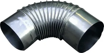 A metal flexible duct elbow.