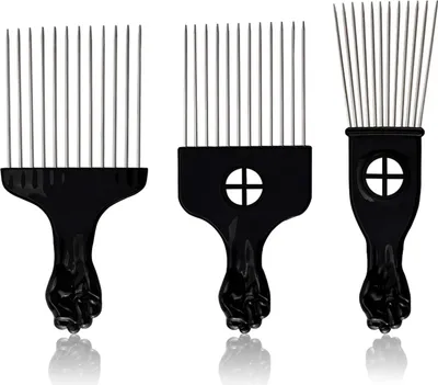 Produktbild von Afro Haarkamm Metall Set Profi Styling Werkzeug Lockiges Haar 3 Stück