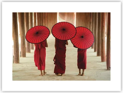 Produktbild von Poster - Poster ohne Rahmen - Bhutan Regenschirm Rot - 40x30 cm - Wand Bild - Wanddeko - Wandbilder - Kunstposter - Wandposter - Bilder - Kunstdruck - Wanddekoration - Wandbild - P2XAA40x30-4290