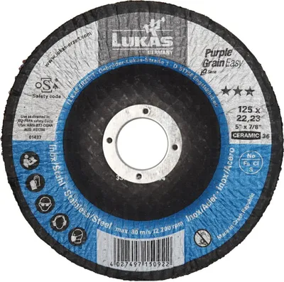 Imagen del producto de Lukas, disco abrasivo de 125 mm, grano P60, color púrpura