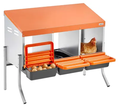 Produktbild von VEVOR 2-stöckige Hühner-Nistkästen, 10 Fächer, Metall-Eiablagekästen mit schützenden Sammeldeckeln, Roll-Nistkasten, einfach zu montieren, ideal für Hühner, Enten, Hühner und anderes Geflügel, 3 Fächer, Mit Stützbeinen