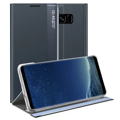 Obrázek produktu pro Galaxy S8 Pouzdro, Slim Flip Kožené Pouzdro s Okénkem a Stojánkem pro Samsung Galaxy S8 Námořnická modrá