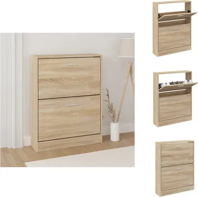 Produktbild von vidaXL Schuhschrank Eichen-Optik 59x17x81 cm Holzwerkstoff -  Schuhregale & -schränke