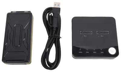 Produktbild von M.2-Festplatten-Duplikator, Serial ATA zu NVMe Cloner Dock Station, Dual-SSD-Gehäuse, unterstützt Offline-Klonen, UASP und Trim