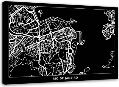 Produktbild von Leinwandbild rio de janeiro - stadtplan 60x40 cm Feeby grau wandbild bereit zum aufhängen