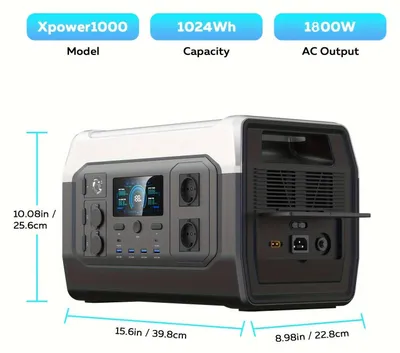 Zdjęcie produktu dla Przenośna stacja zasilania - Mobilny akumulator - Źródło energii - Powerbank - Bateria - Pojemność 1024 Wh - Moc wyjściowa 1800 W