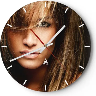 Produktbild von Wanduhr - Rund - Glasuhr - Weiblich mode modell nackt - 30x30cm - Schleichendes Uhrwerk - Lautlos - zum Aufhängen bereit - Dekoration Modern - Wanddekoration aus Glas - C3AR30x30-1561