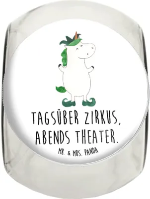 Produktbild von Mr. & Mrs. Panda Kaffeedose Einhorn Joker XL 2000ml - Weiß - Geschenk, glasbehälter, schraubglas, Kasper, Mittelalter, Einhörner, Hofnarr, Vorratsbehälter, Unicorn