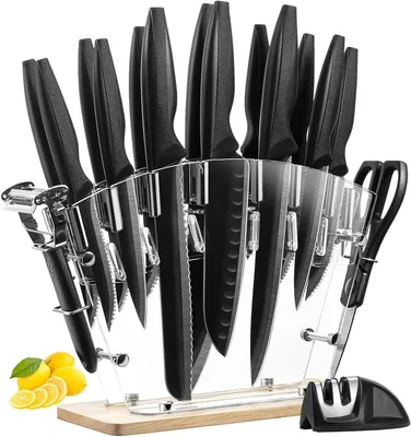 Produktbild von Messer-Set (Messerblock inklusive Schere & Schäler, 17-tlg., hochwertiges Küchenmesser Set), korrosionsbeständig, ergonomisch, robust, langlebig